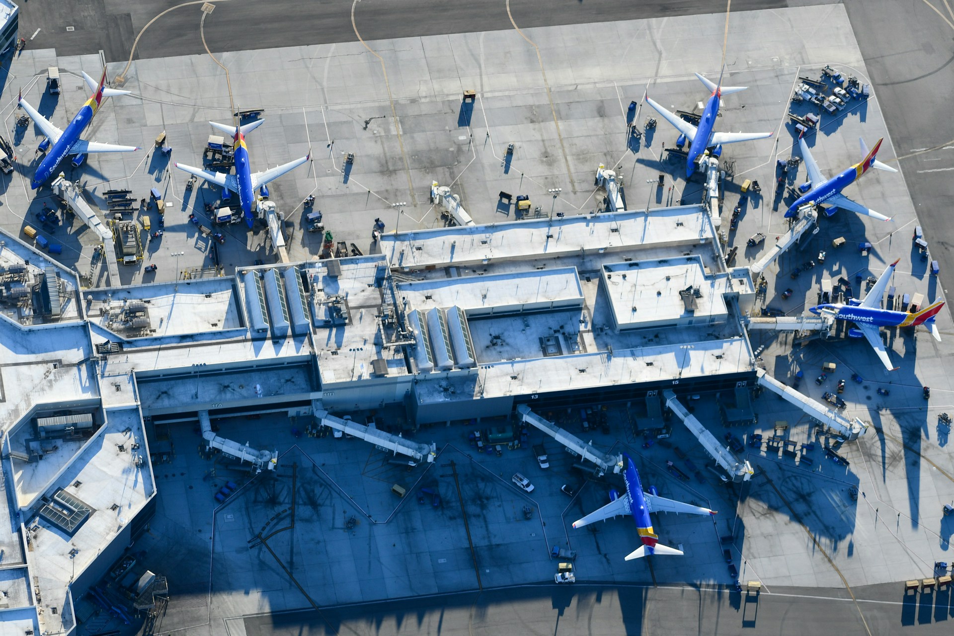 LAX airport terminal and Los Angeles skyline